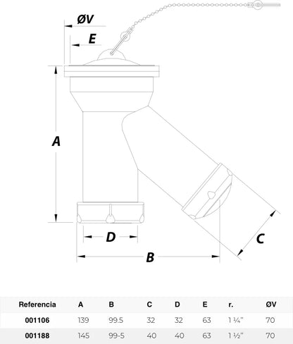 Sifón botella vertical Jimten lavabo/bidet 1 1/2" blanco Ø70mm con válvula desagüe S-11