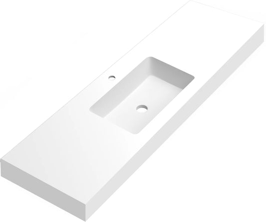 Lavabo rectangular Stillo Nival 1600x460mm encimera/mural blanco mate con faldón seno centrado