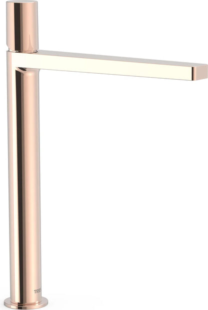 Grifería de lavabo extra alta Tres Project-Tres volante oro rosa con aireador