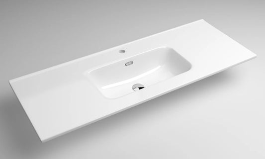 Lavabo rectangular Stillo New Morning 1200x460mm encimera con rebosadero blanco seno centrado