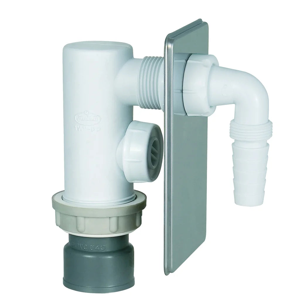 Sifón botella inferior Jimten lavadora o lavavajillas 1 1/4" blanco Ø40mm S-265