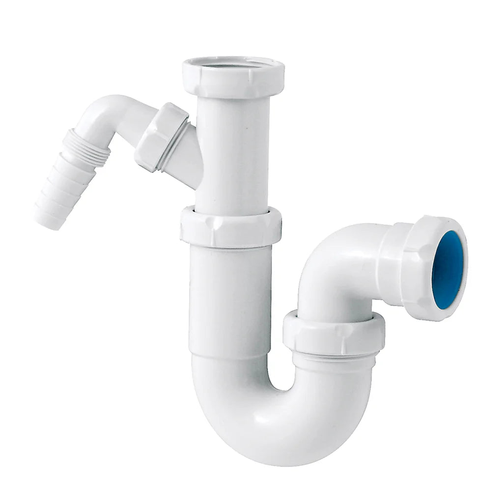 Sifón P horizontal Jimten lavadora o lavavajillas 1 1/2" blanco Ø40mm S-73
