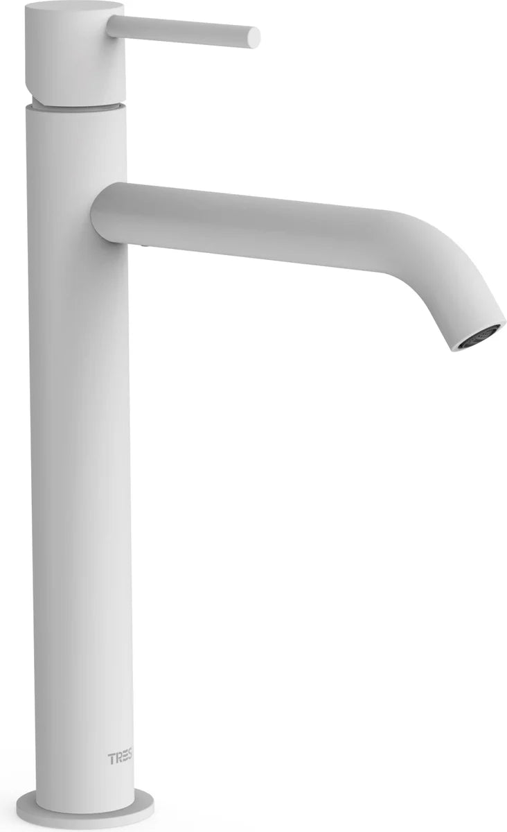 Grifería de lavabo alta Tres Study Exclusive blanco mate con aireador
