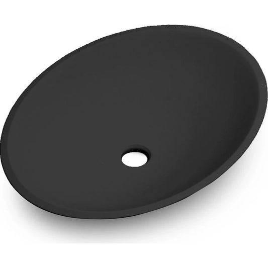 Lavabo ovalado sobre encimera Stillo Minerva Spring de 570x410mm en carga mineral negro mate