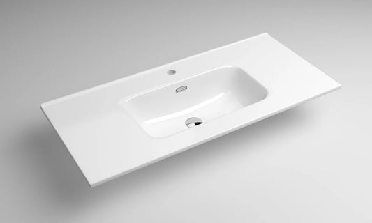 Lavabo rectangular Stillo New Morning 1000x460mm encimera con rebosadero blanco seno centrado