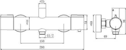 Columna de grifería para ducha termostático Stillo Hera cromo rociador mural 2 vías Ø248mm maneral de 3 funciones