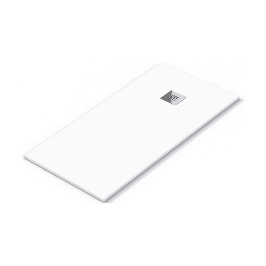 Plato de ducha rectangular de resina Stillo Confort de 90x80 cm en color blanco sin marco