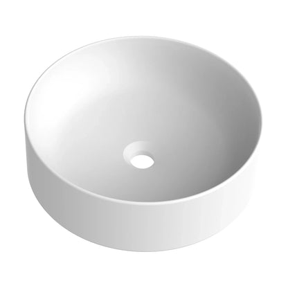 Lavabo redondo sobre encimera Stillo Nun Mini Nival de 370mm en Solid Surface blanco mate