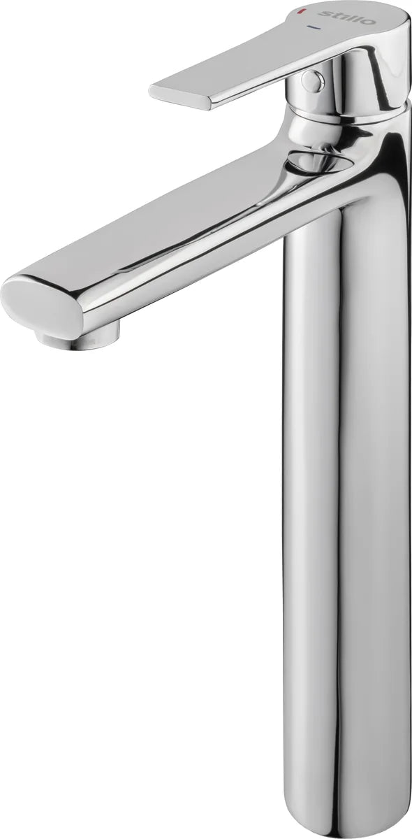 Grifo de lavabo extra alto Stillo Mónaco Cold Open cromo con aireador
