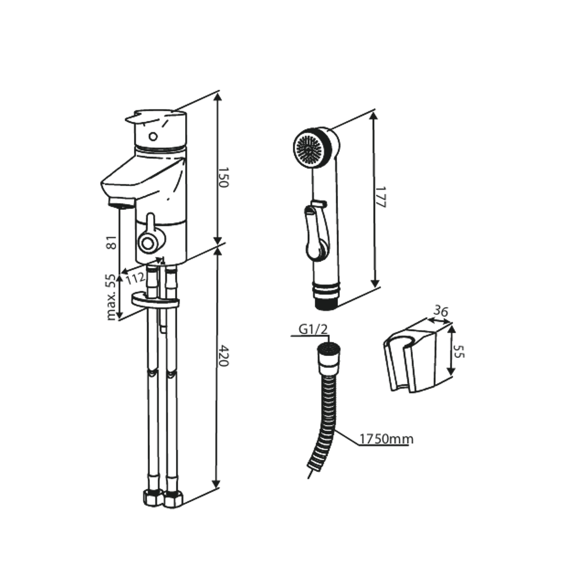 Grifo de Lavabo Damixa Core con Bidetta y Válvula de Lavadora