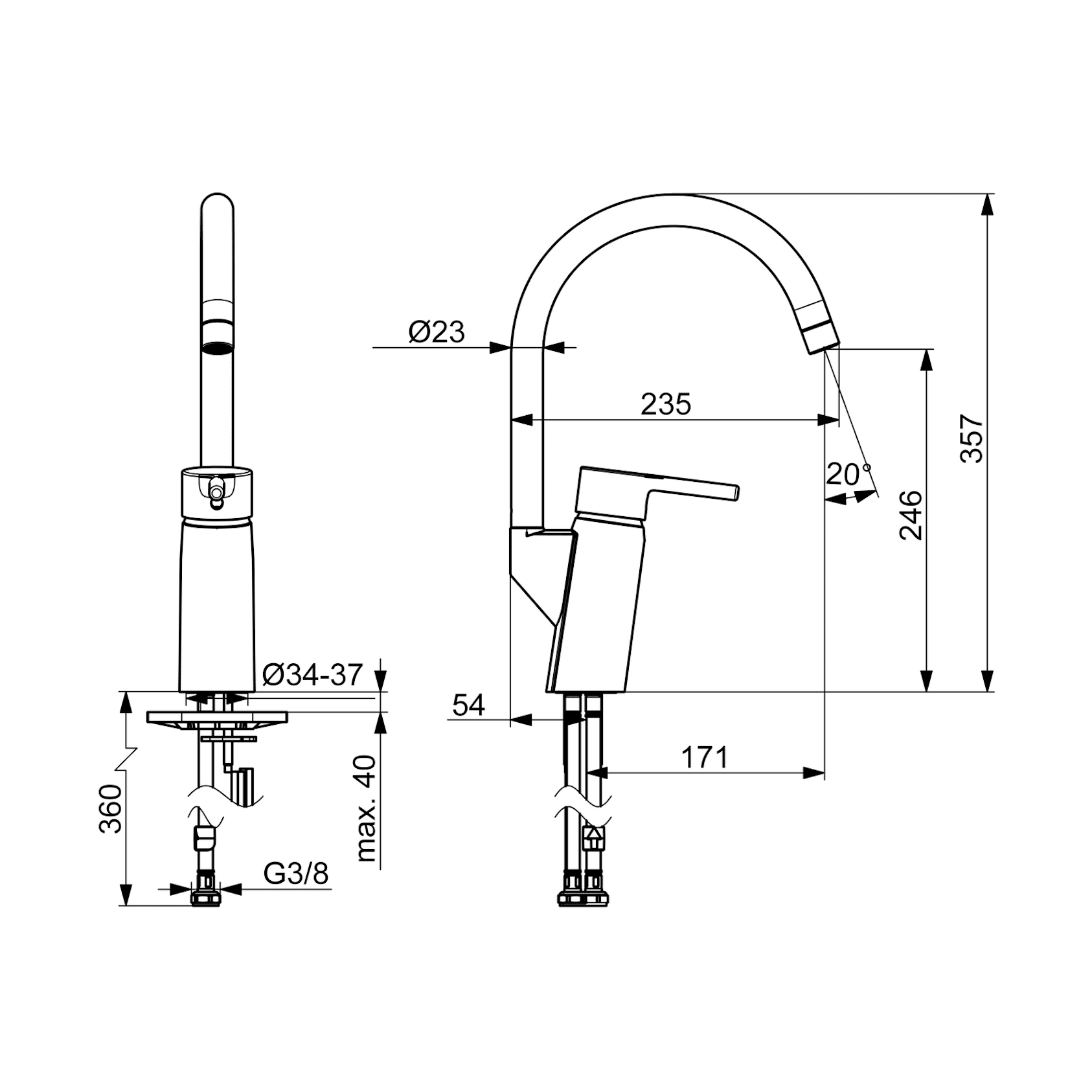 Keittiöhana Oras Optima 2838FN kromi [6219199] |