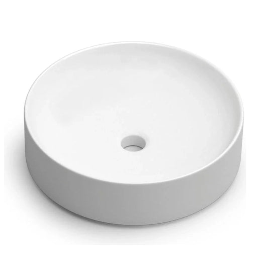 Lavabo redondo sobre encimera Stillo Nun de 430mm en porcelana color blanco mate