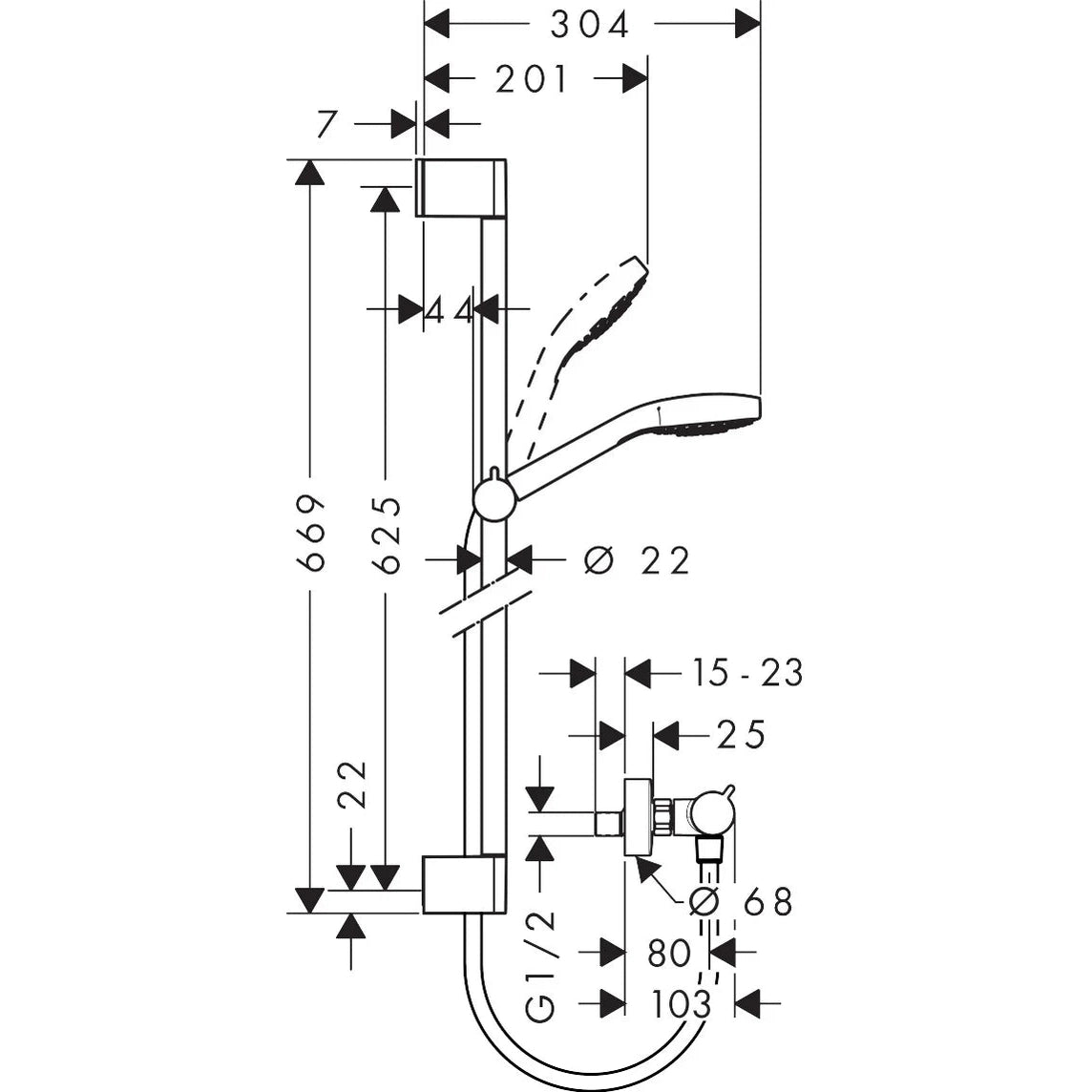 Ducha Hansgrohe Croma select s term - Blanco/cromo