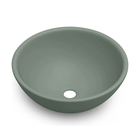 Lavabo redondo sobre encimera Stillo Aurora de 400mm en porcelana color verde hoja mate
