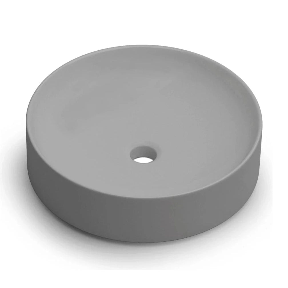 Lavabo redondo sobre encimera Stillo Nun de 430mm en porcelana color gris mate