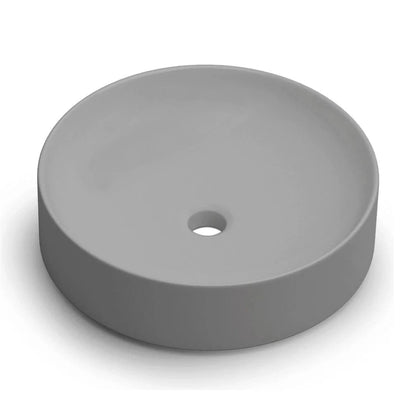 Lavabo redondo sobre encimera Stillo Nun de 430mm en porcelana color gris mate