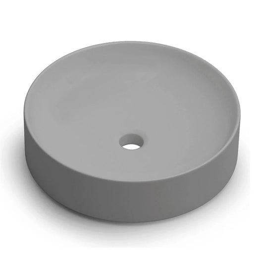 Lavabo redondo sobre encimera Stillo Nun de 430mm en porcelana color gris mate