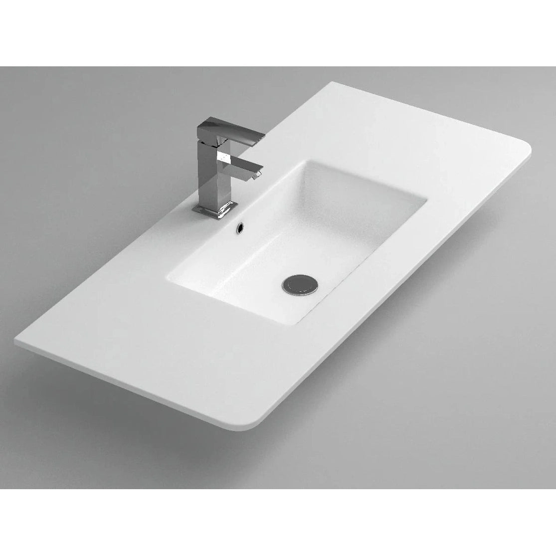 Lavabo rectangular sobre encimera Stillo Coffer de 1200x460mm en porcelana blanca