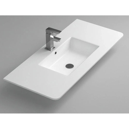 Lavabo rectangular sobre encimera Stillo Coffer de 1200x460mm en porcelana blanca