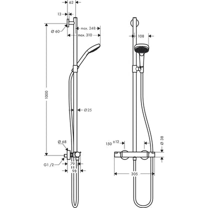 Ducha Hansgrohe Croma select e multi - Blanco/cromo