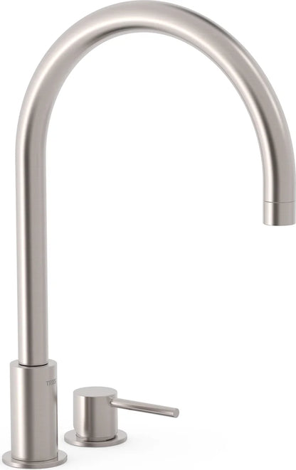 Grifería de lavabo extra alta de 2 agujeros Tres Study Exclusive acero con aireador