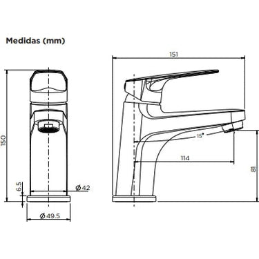Grifo de lavabo Stillo Zeus blanco mate cuerpo bajo con ahorro de energía Cold Open