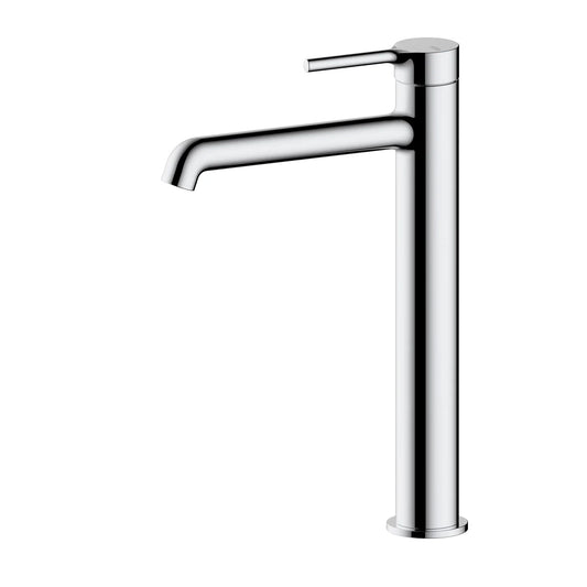 Grifo de lavabo extra alto Stillo Hades cromo con apertura en frío y aireador