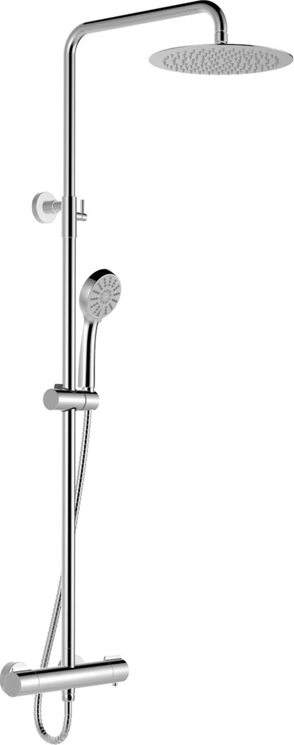 Columna de grifería para ducha termostático Stillo Hera cromo rociador mural 2 vías Ø248mm maneral de 3 funciones