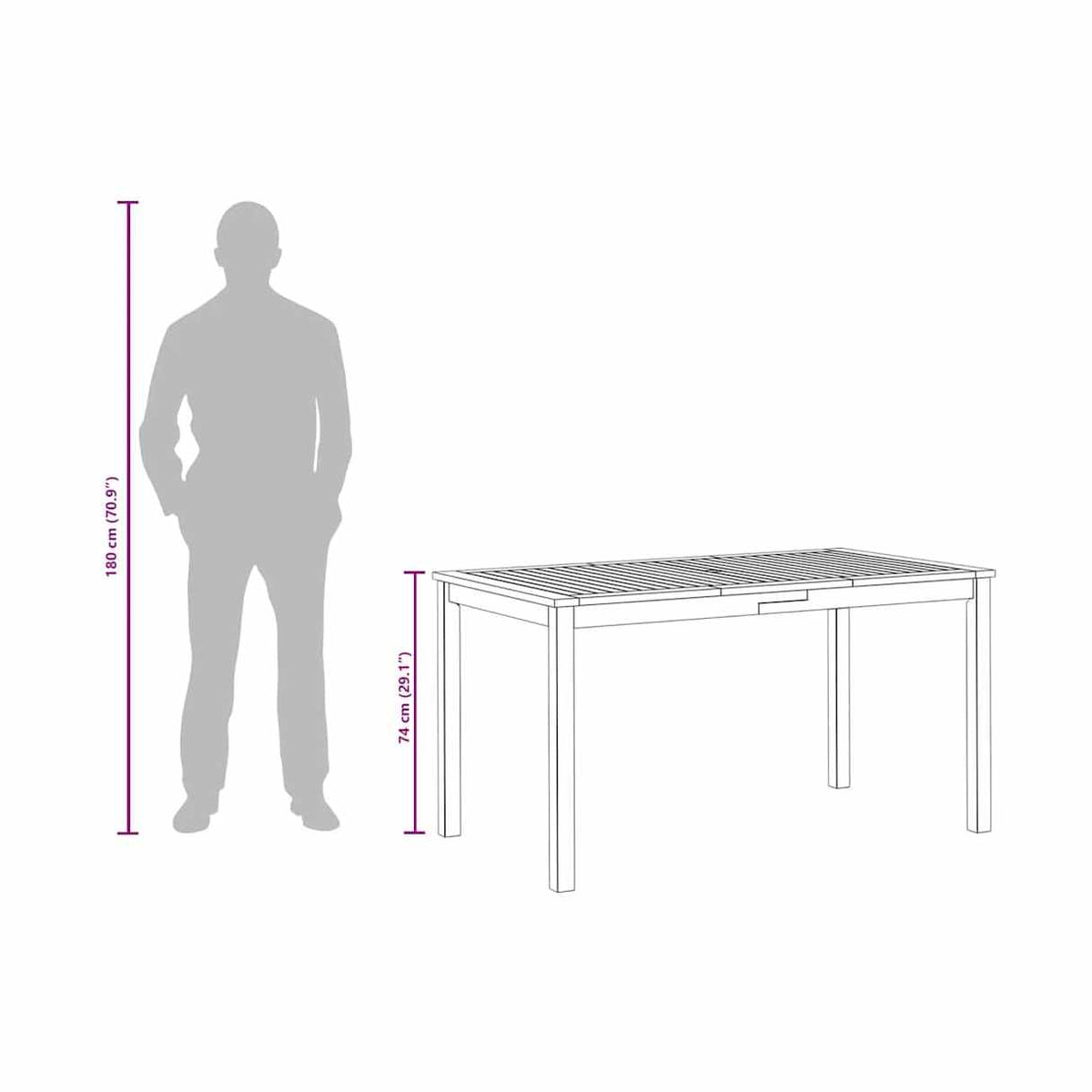 Mesa De Jardín Madera Maciza De Acacia
