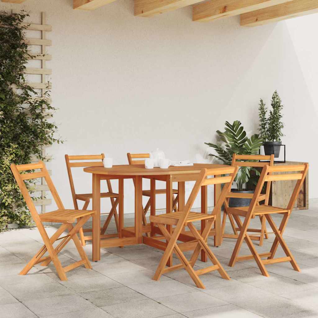 Set Comedor De Jardín Plegable 5 Piezas Madera Maciza De Acacia