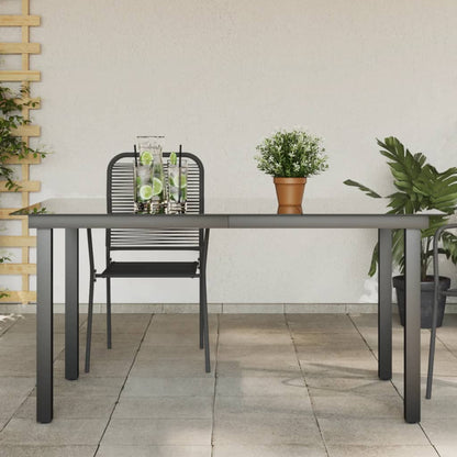 Mesa De Jardín De Aluminio Y Vidrio Negra 190X90X74 Cm