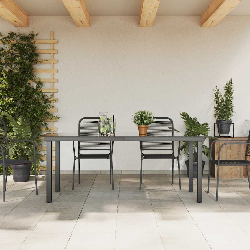Mesa De Jardín De Aluminio Y Vidrio Negra 190X90X74 Cm