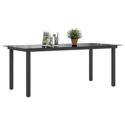 Mesa De Jardín De Aluminio Y Vidrio Negra 190X90X74 Cm