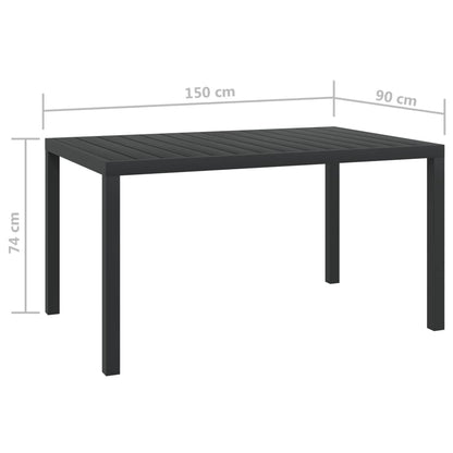 Mesa De Jardín De Aluminio Y Wpc Negra