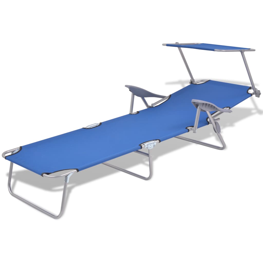 Tumbona Con Toldo De Acero Acero Azul