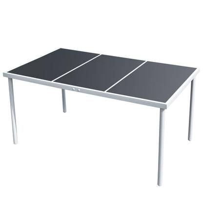Mesa De Jardín De Acero Negra 190X90X74 Cm