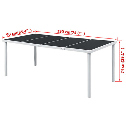 Mesa De Jardín De Acero Negra 190X90X74 Cm