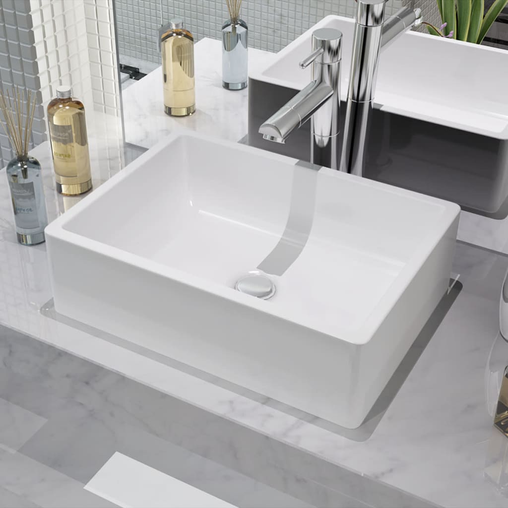 Lavabo De Cerámica Rectangular 41X30X12 Cm