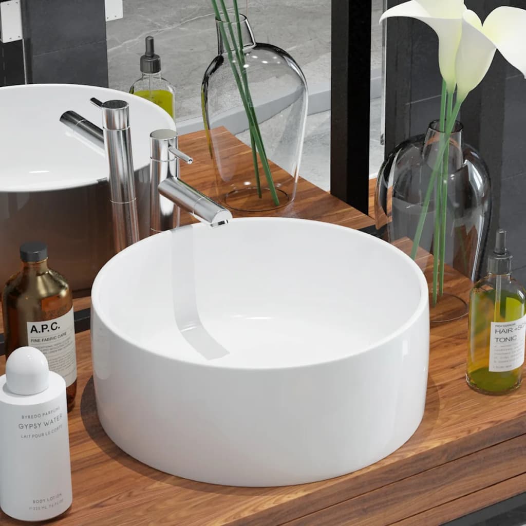 Lavabo Redondo De Cerámica 40X15 Cm