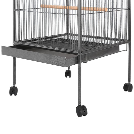 Jaula Para Pájaros Con Techo De Acero 54X54X146 Cm