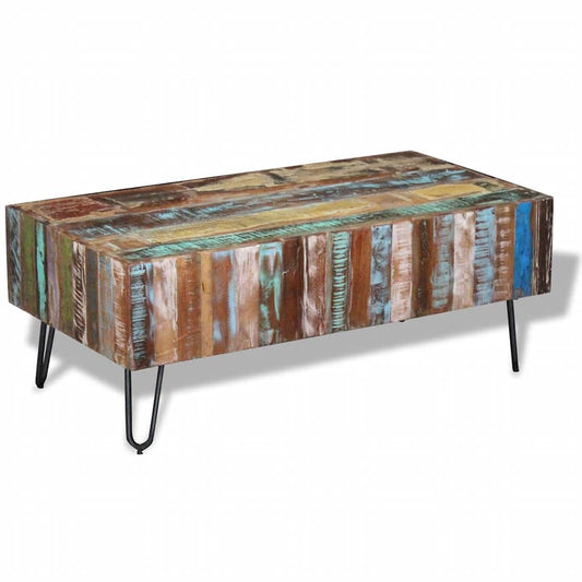 Mesa De Centro Madera Maciza Reciclada 100X50X38 Cm