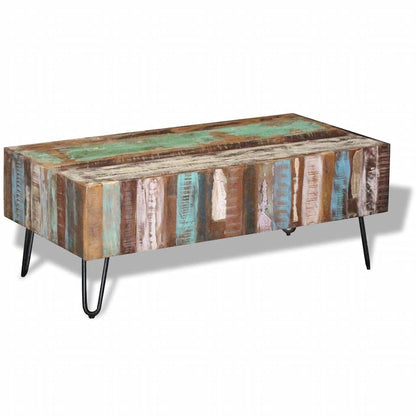 Mesa De Centro Madera Maciza Reciclada 100X50X38 Cm