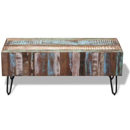 Mesa De Centro Madera Maciza Reciclada 100X50X38 Cm