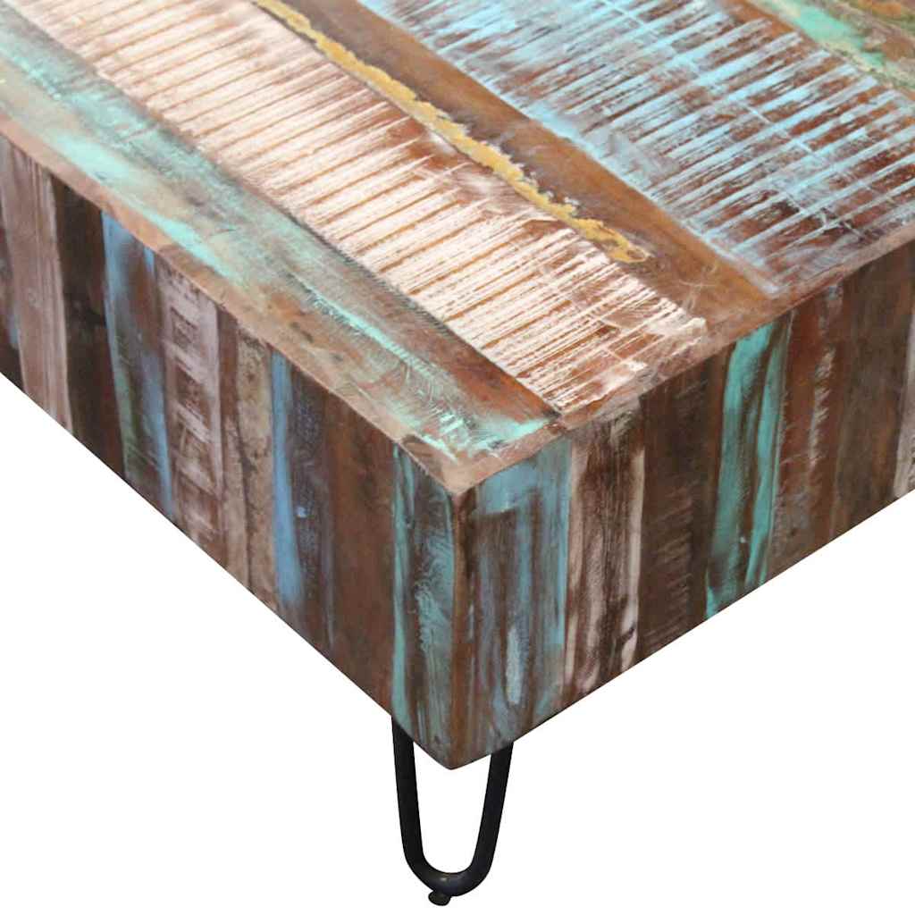 Mesa De Centro Madera Maciza Reciclada 100X50X38 Cm