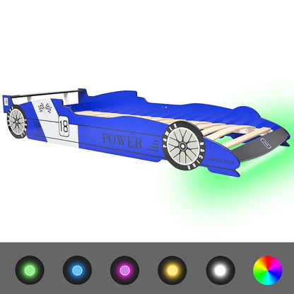 Cama Infantil Con Forma De Coche Carreras Y Led 90X200 Cm