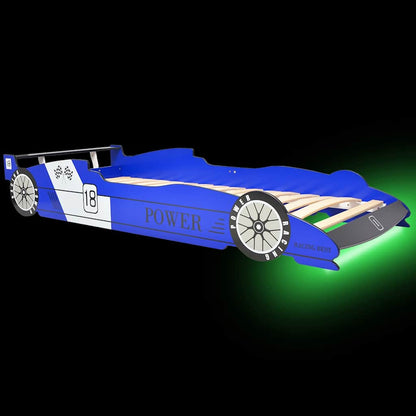 Cama Infantil Con Forma De Coche Carreras Y Led 90X200 Cm