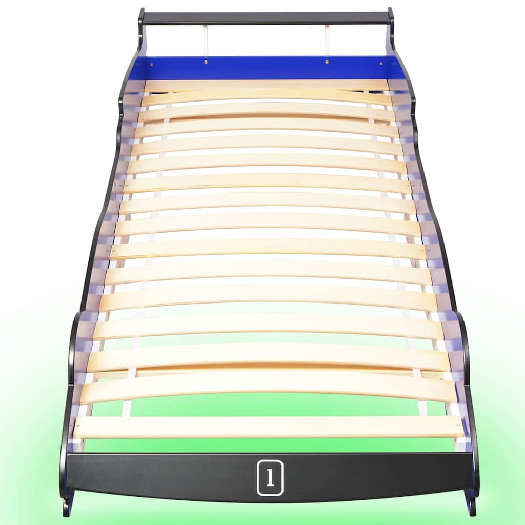 Cama Infantil Con Forma De Coche Carreras Y Led 90X200 Cm