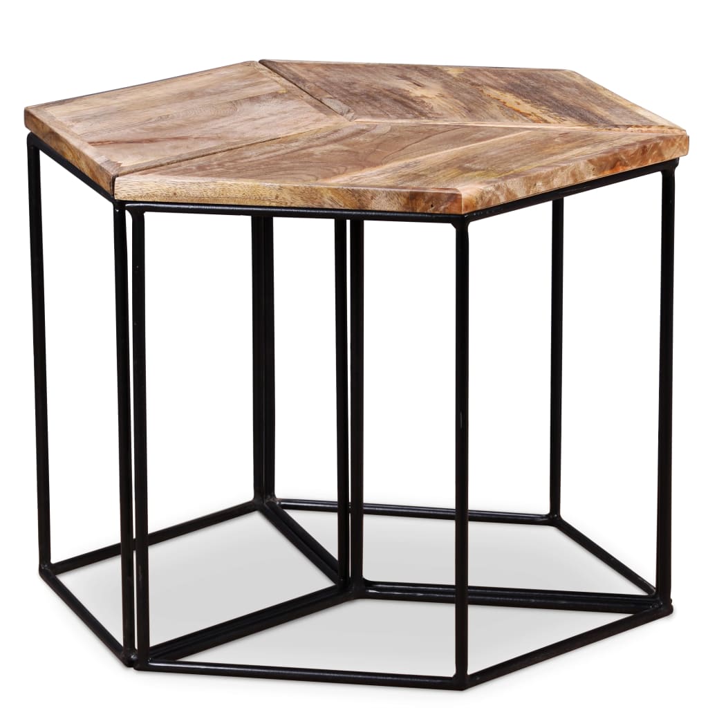 Mesa De Centro De Madera Maciza De Mango 56X48X40 Cm