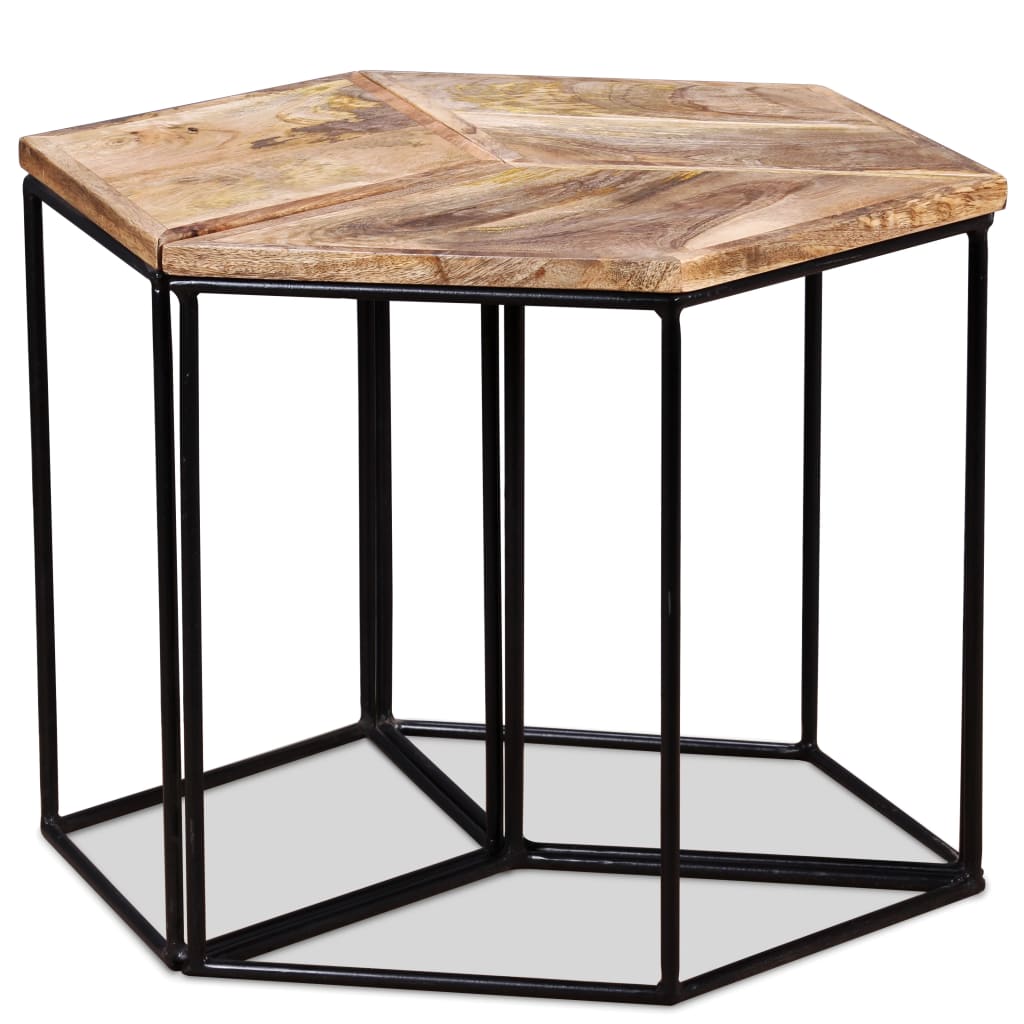 Mesa De Centro De Madera Maciza De Mango 56X48X40 Cm