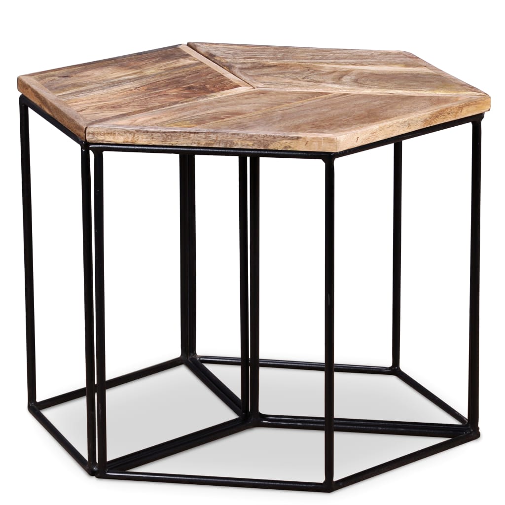 Mesa De Centro De Madera Maciza De Mango 56X48X40 Cm